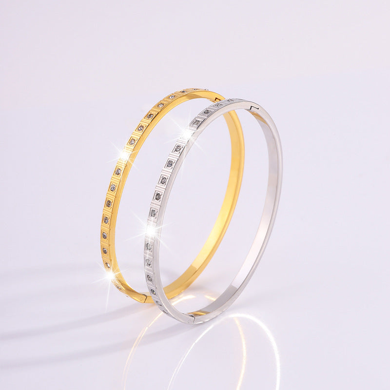 Charm & Dazzle Square Hinged Bangle Bracelet