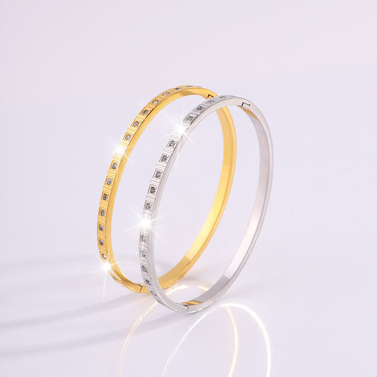 Charm & Dazzle Square Hinged Bangle Bracelet