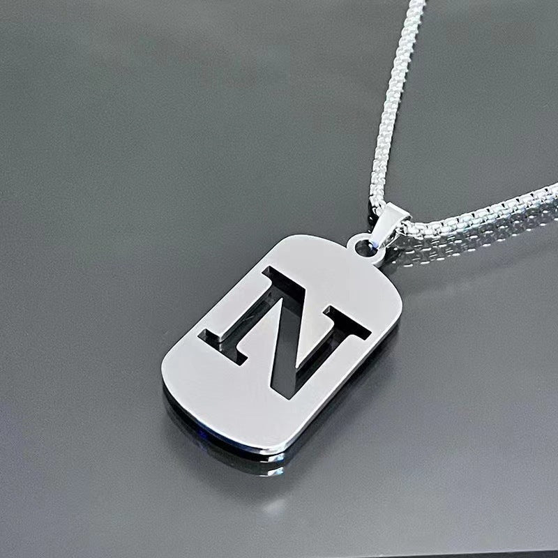 Titanium Steel Letter Tag Unisex Necklace