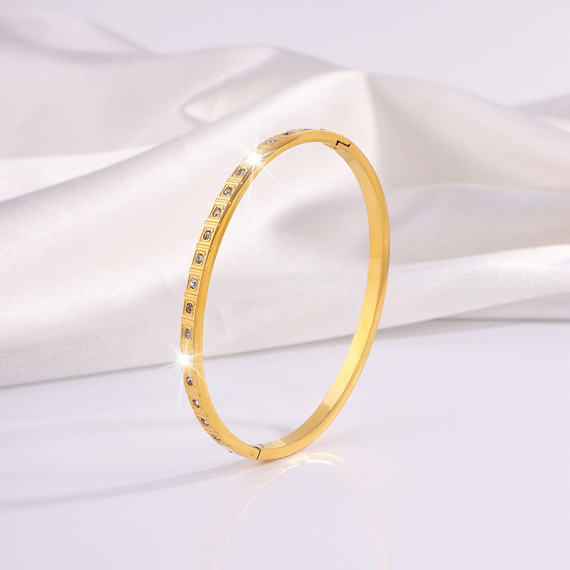 Charm & Dazzle Square Hinged Bangle Bracelet