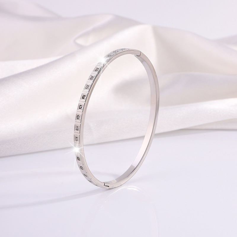 Charm & Dazzle Square Hinged Bangle Bracelet