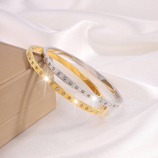 Charm & Dazzle Square Hinged Bangle Bracelet