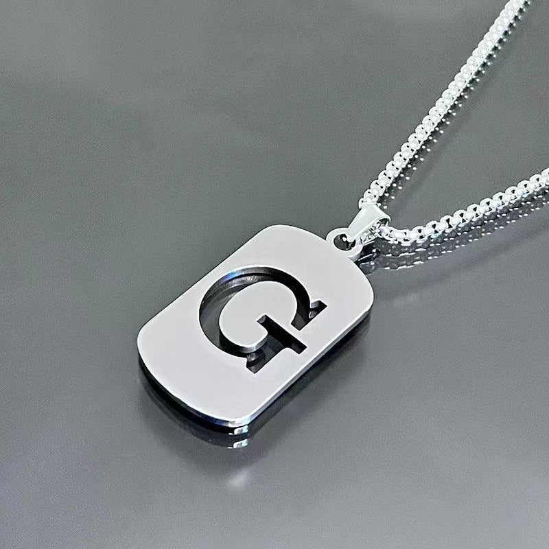 Titanium Steel Letter Tag Unisex Necklace
