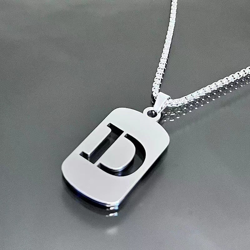 Titanium Steel Letter Tag Unisex Necklace