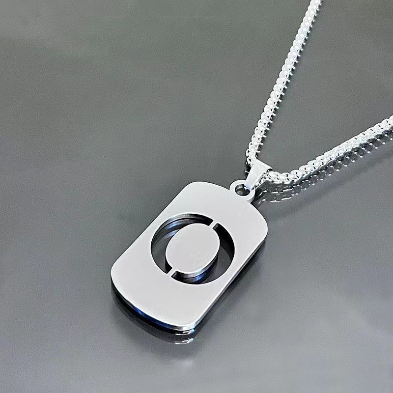 Titanium Steel Letter Tag Unisex Necklace