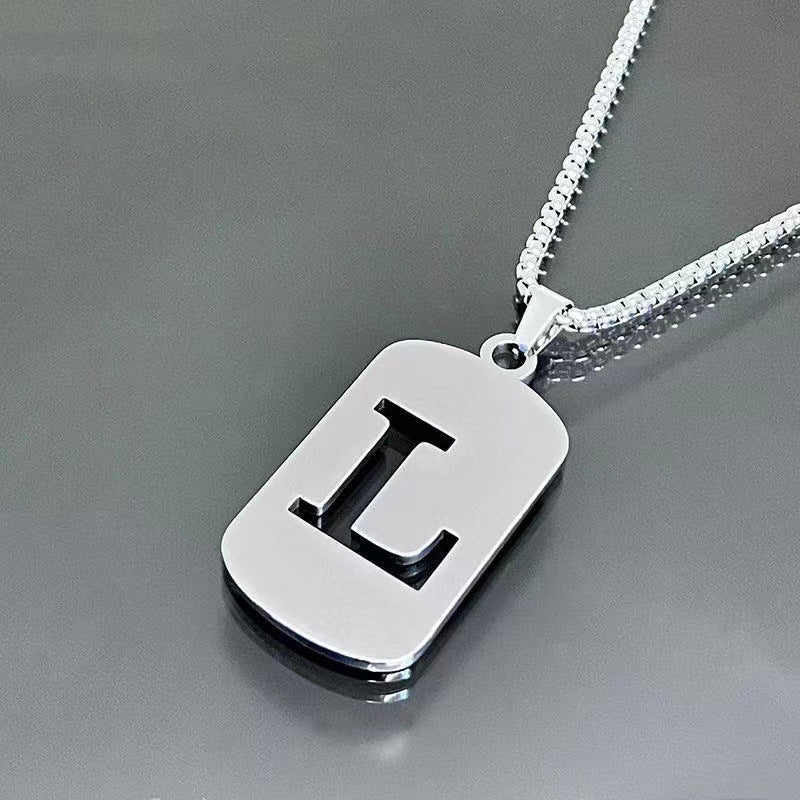 Titanium Steel Letter Tag Unisex Necklace