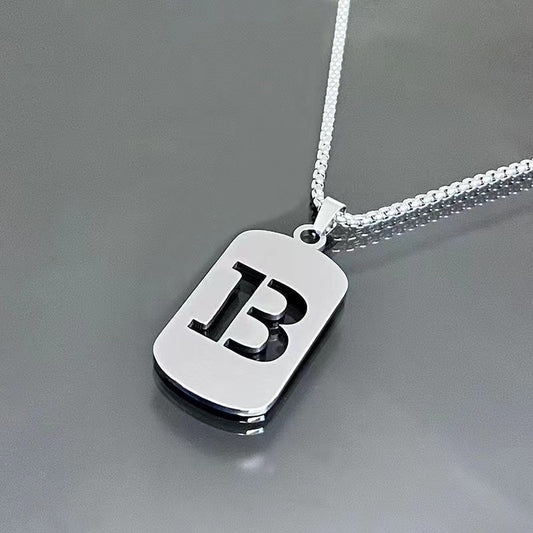 Titanium Steel Letter Tag Unisex Necklace