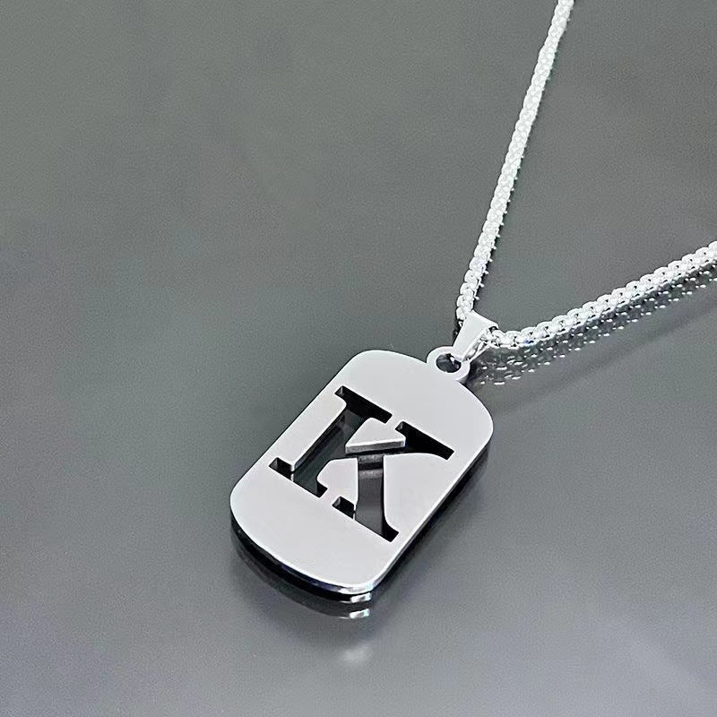 Titanium Steel Letter Tag Unisex Necklace