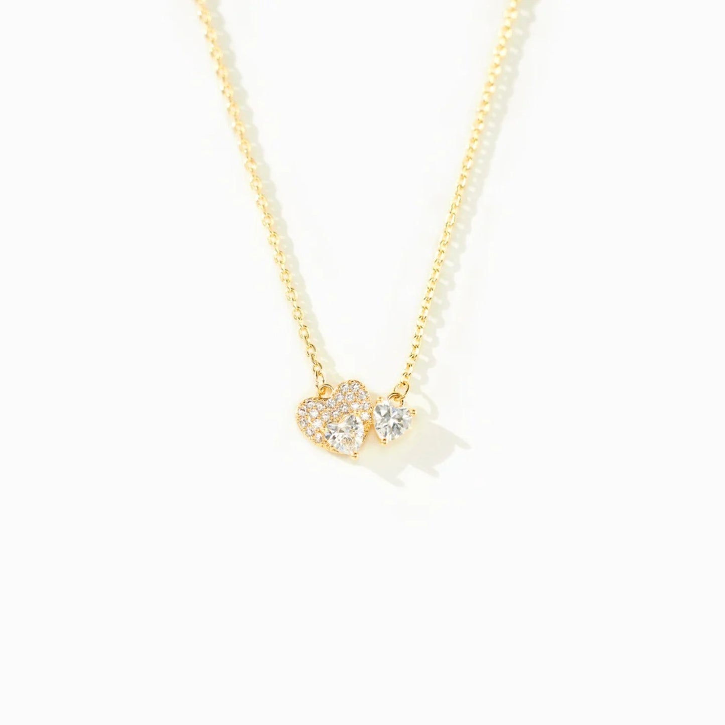 Market Dazzling Duo Zircon Heart Necklace