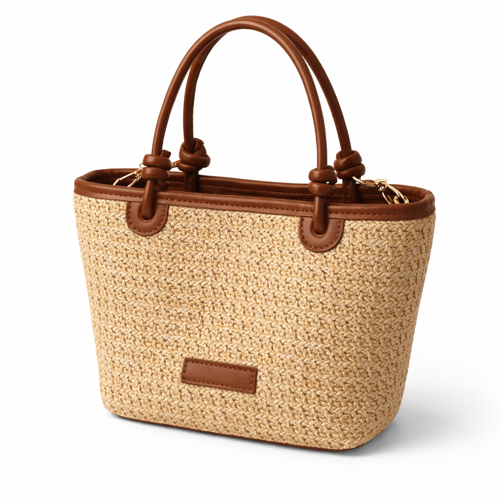 Mini Straw Tote and Crossbody Bag