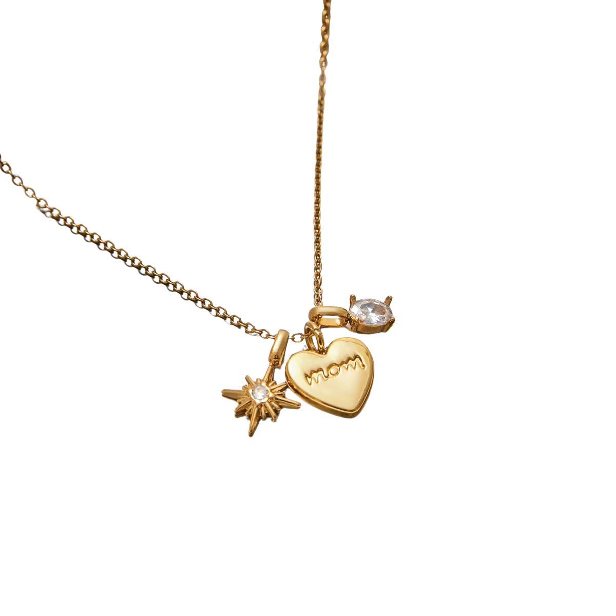 Mom Charm Heart Necklace 18K Gold-Plated