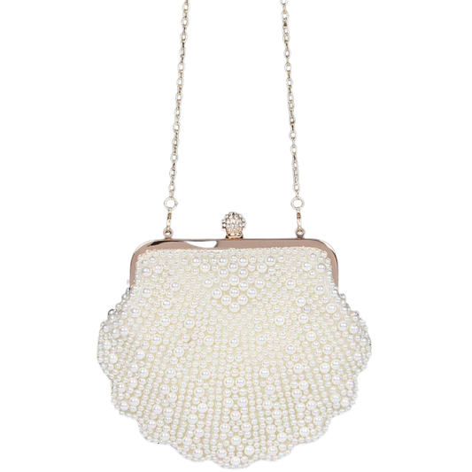 Faux Pearl Sea Shell Iconic Clutch Bag