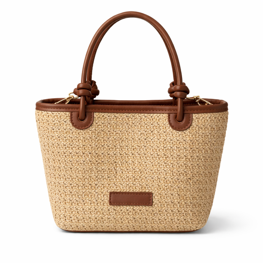 Mini Straw Tote and Crossbody Bag
