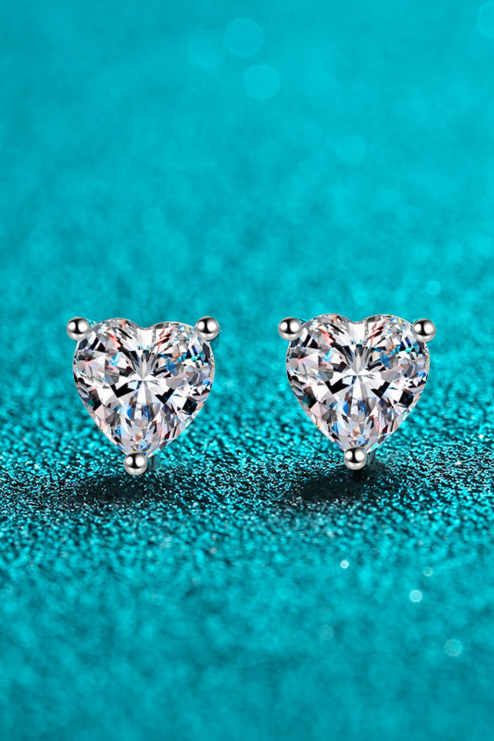 2 Carat Moissanite Heart Stud Earrings