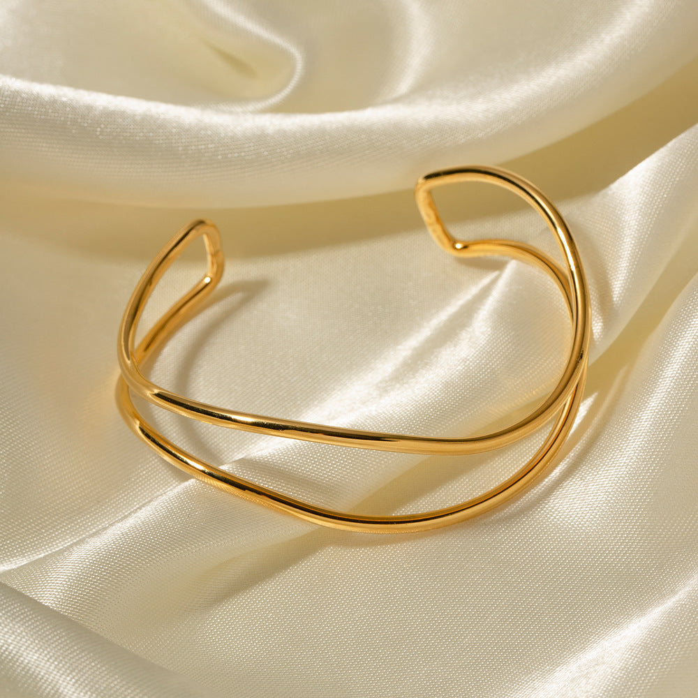 Minimalist Abstract Stainless Steel Cuff Bracelet