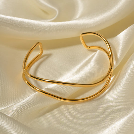 Minimalist Abstract Stainless Steel Cuff Bracelet