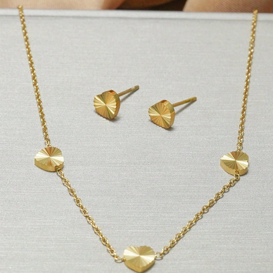 Petite Heart Jewelry Set 18K Gold Plated Stainless Steel