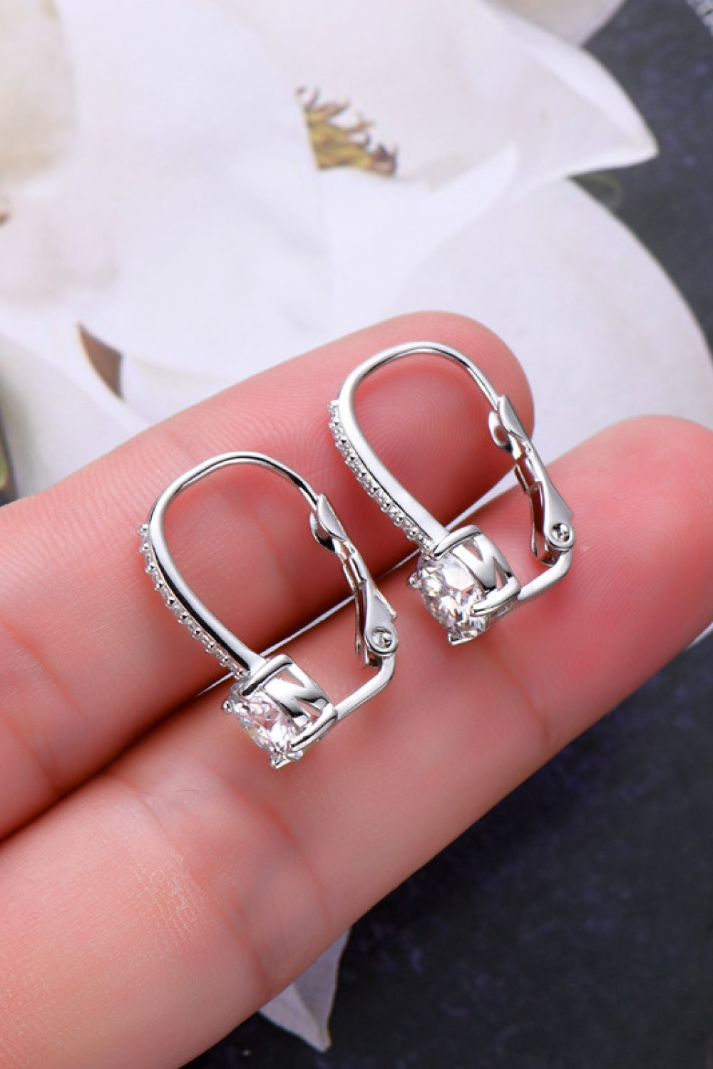 Round Cut 2 Carat Moissanite 925 Sterling Silver Drop Earrings
