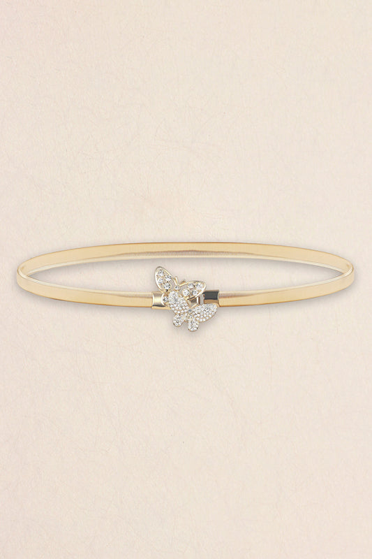 Mariposa & Rhinestone  Elastic Metal Belt