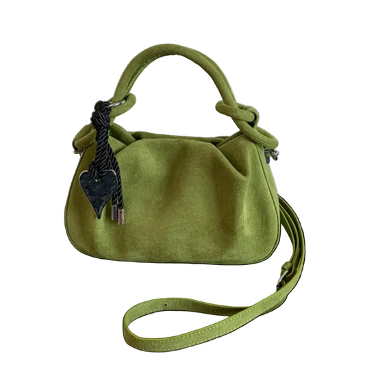 Mini Suede Crossbody Bag – Soft Top Handle Handbag with Removable Strap