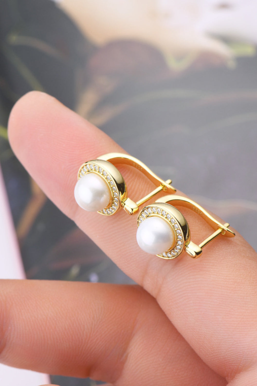 Freshwater Pearl & Moissanite 925 Sterling Silver Earrings Platinum or Gold Plated
