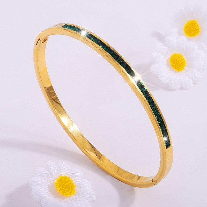Charm & Dazzle Crystal Hinged Bangle Bracelet