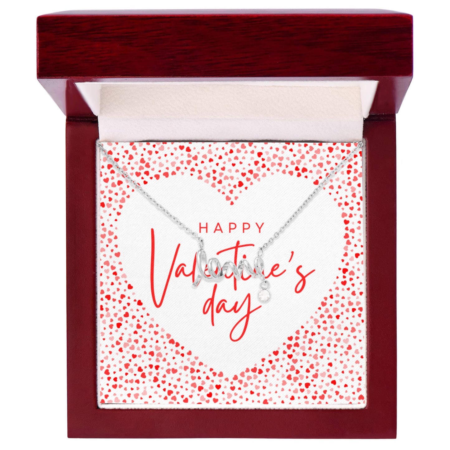 Valentine's Day Love Script Necklace | Romantic Hearts Edition | Gift Box for Her