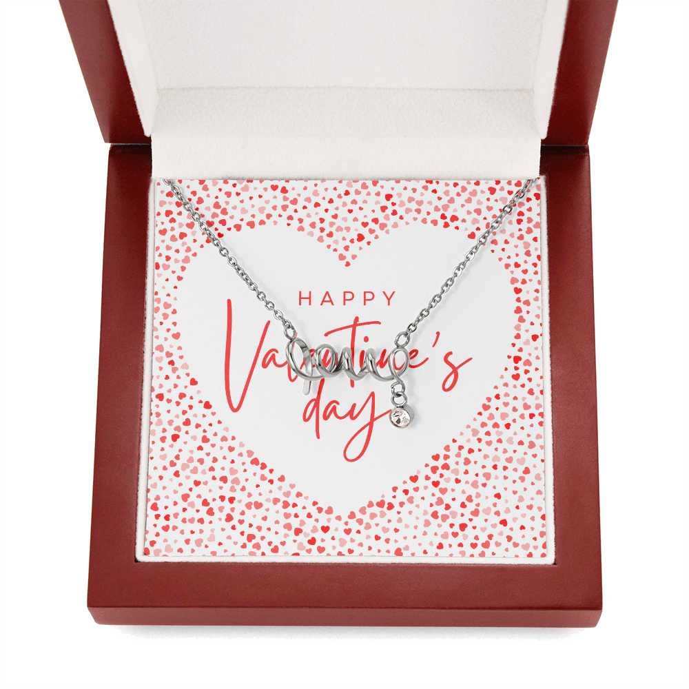 Valentine's Day Love Script Necklace | Romantic Hearts Edition | Gift Box for Her