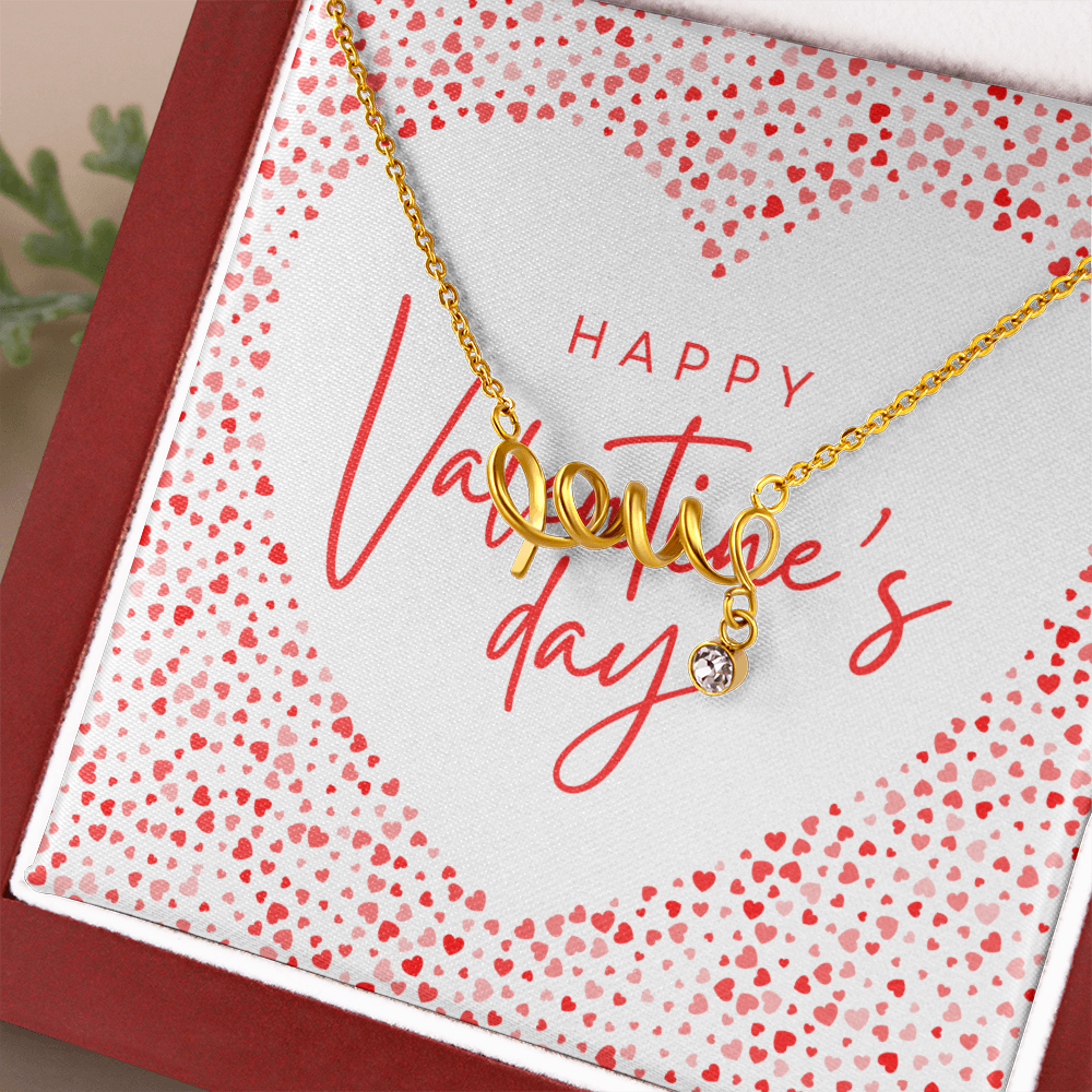 Valentine's Day Love Script Necklace | Romantic Hearts Edition | Gift Box for Her