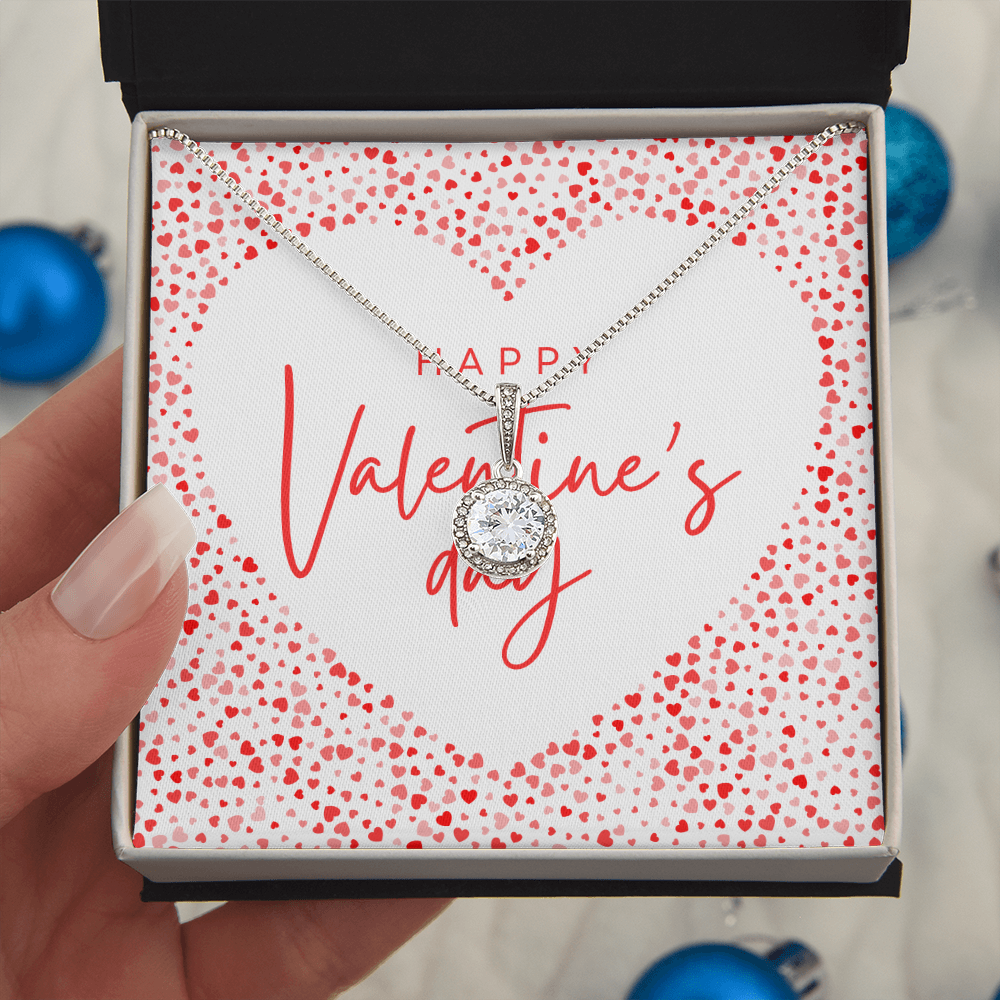 Valentine's Day Message Jewelry Card | Cushion-Cut  Necklace | Gift for Her