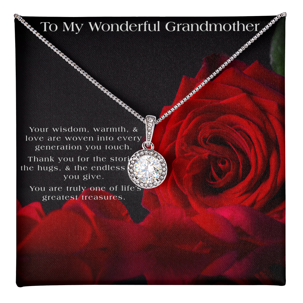 Tribute To My Grandmother | Red Rose Themed Gift Box |  CZ 14K Pendant Necklace
