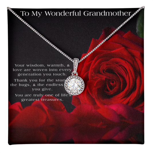 Tribute To My Grandmother | Red Rose Themed Gift Box |  CZ 14K Pendant Necklace