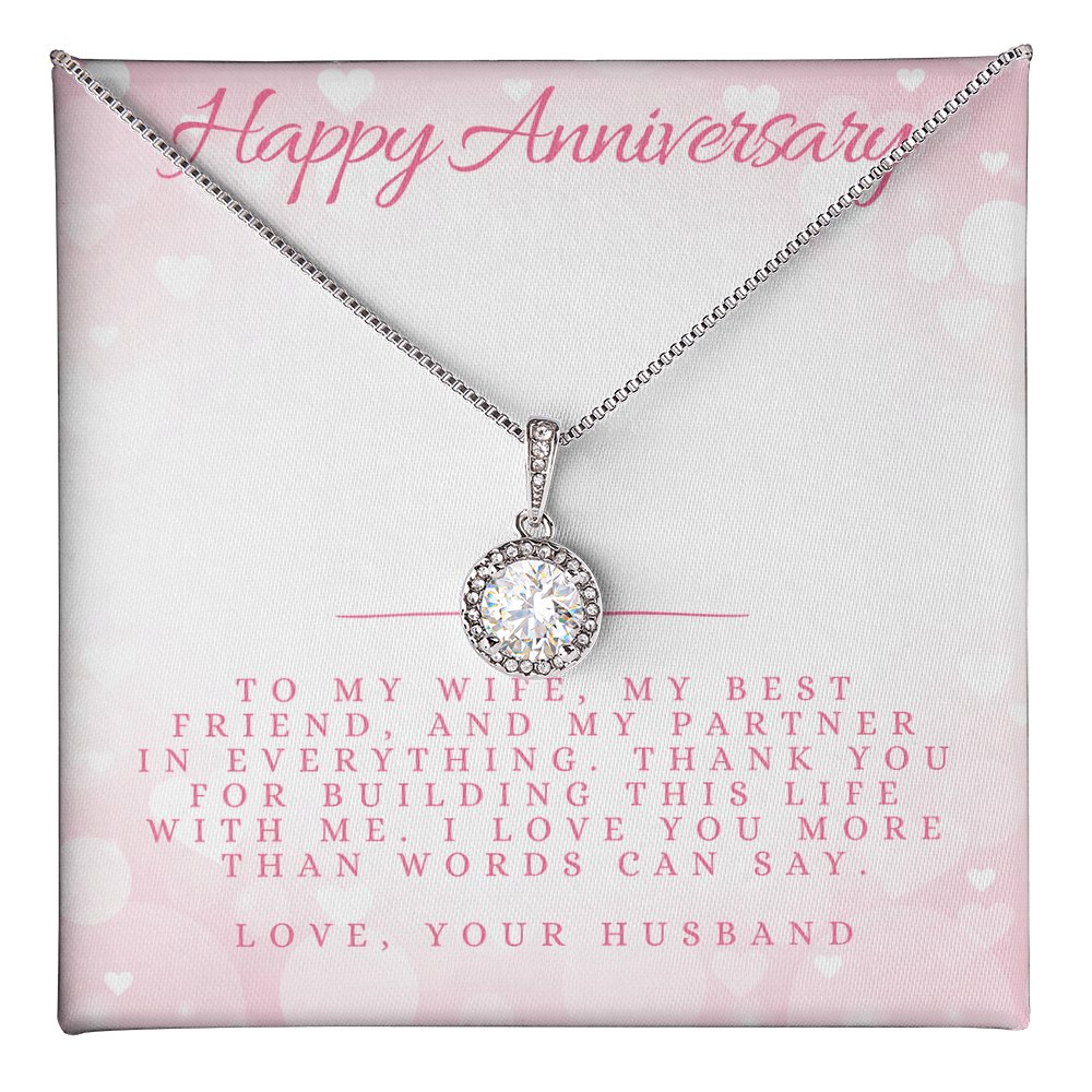 Anniversary Message Card Jewelry Gift | Gift for Her Husband to Wife Appreciation | Cushion Cut Pendant Necklace