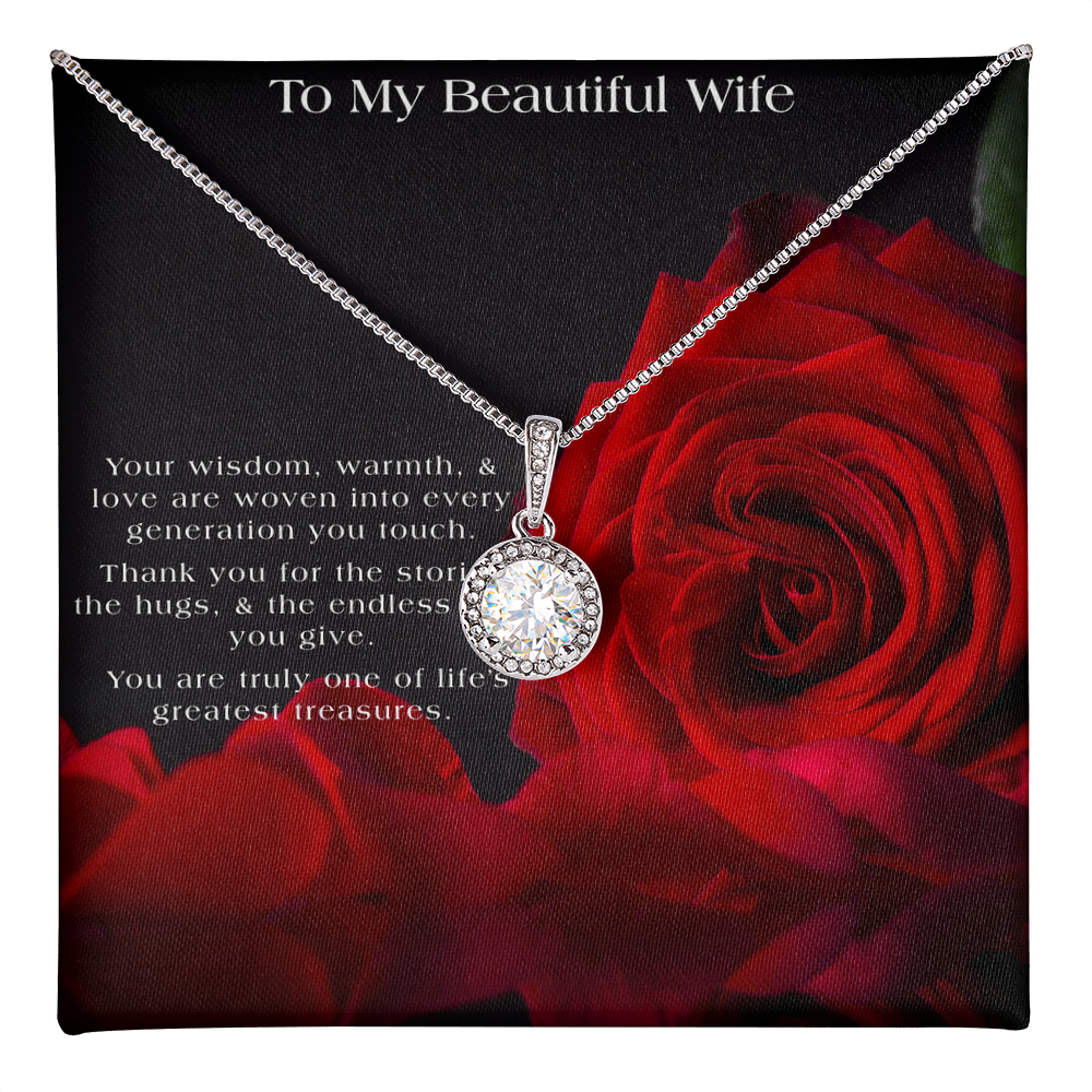To My Beautiful Wife Tribute | Red Rose Themed Gift Box | CZ 14K Pendant Necklace