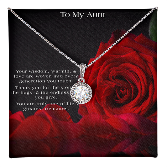 To My Aunt Tribute | Red Rose Themed Gift Box | CZ 14K Pendant Necklace