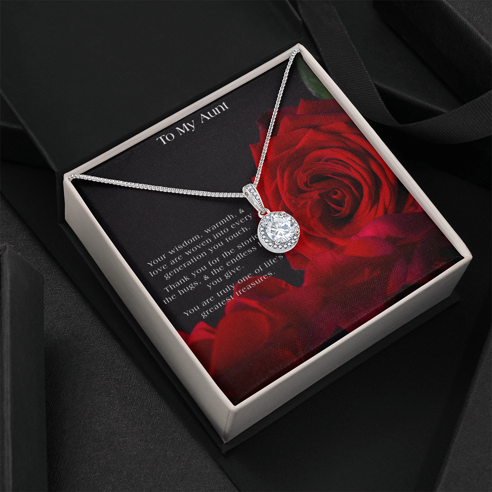 To My Aunt Tribute | Red Rose Themed Gift Box | CZ 14K Pendant Necklace