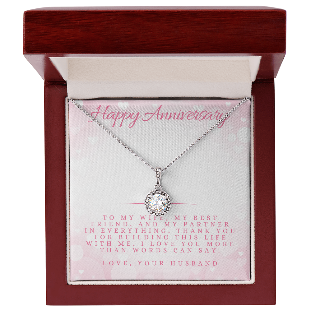 Anniversary Message Card Jewelry Gift | Gift for Her Husband to Wife Appreciation | Cushion Cut Pendant Necklace