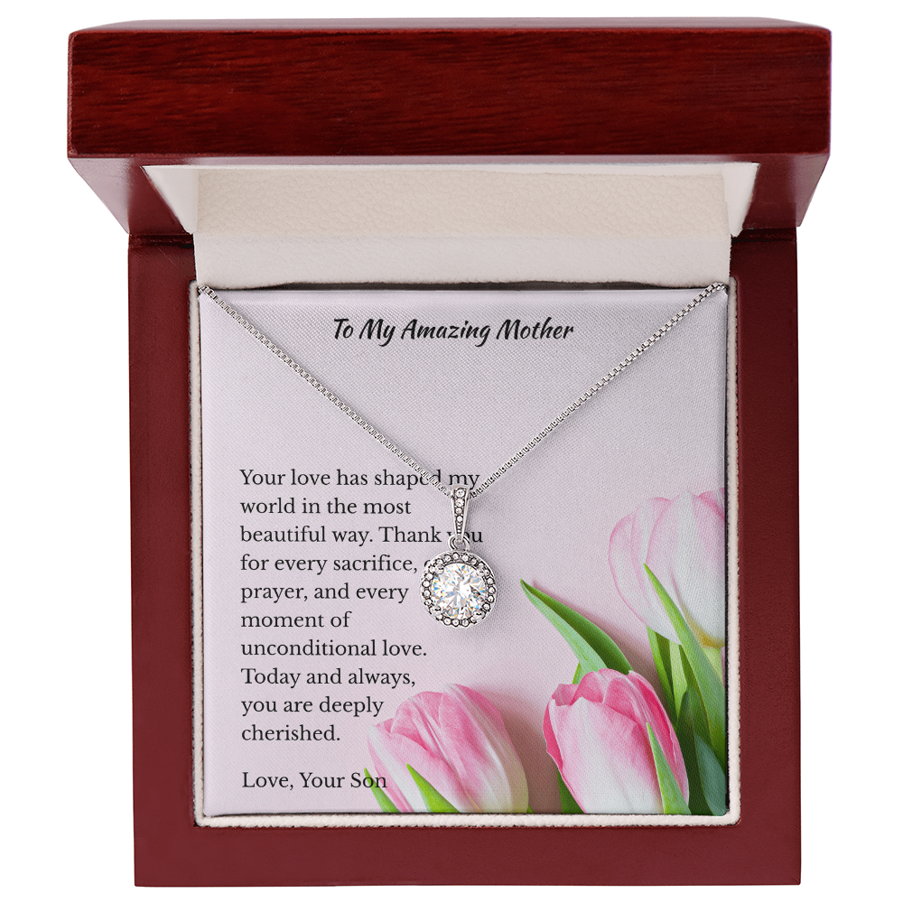 Any Occasion Son to Mother Gift | You are truly cherished | Cushion Cut Pendant Necklace