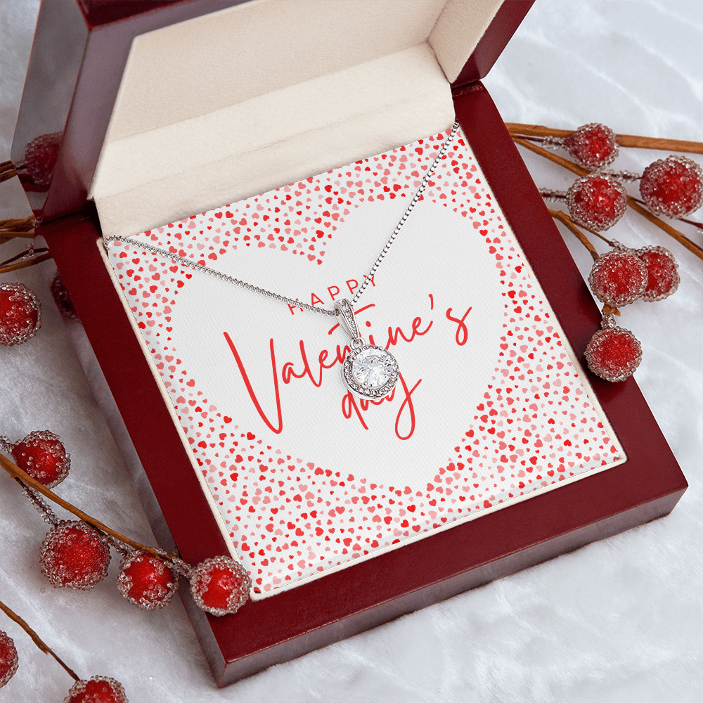 Valentine's Day Message Jewelry Card | Cushion-Cut  Necklace | Gift for Her