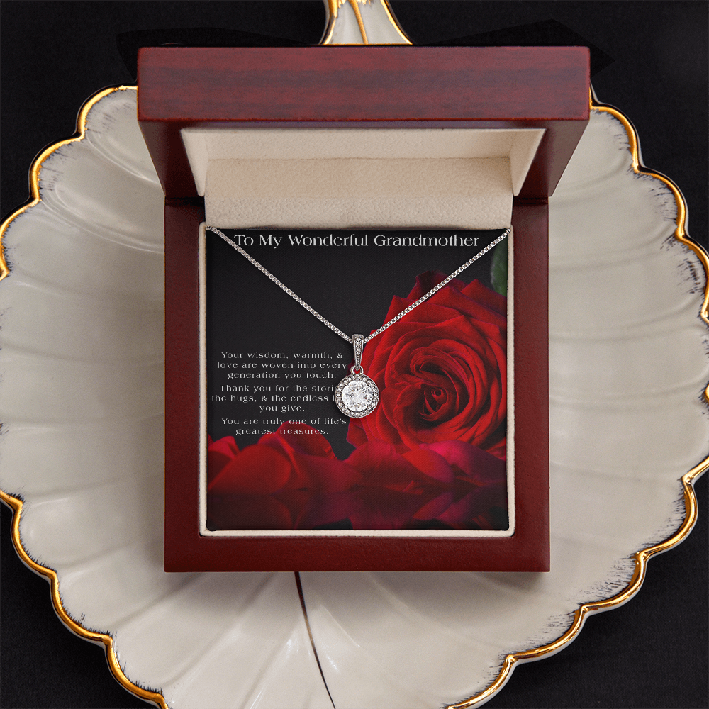 Tribute To My Grandmother | Red Rose Themed Gift Box |  CZ 14K Pendant Necklace