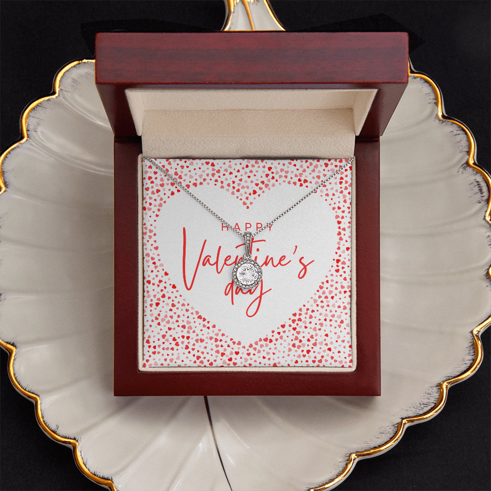 Valentine's Day Message Jewelry Card | Cushion-Cut  Necklace | Gift for Her