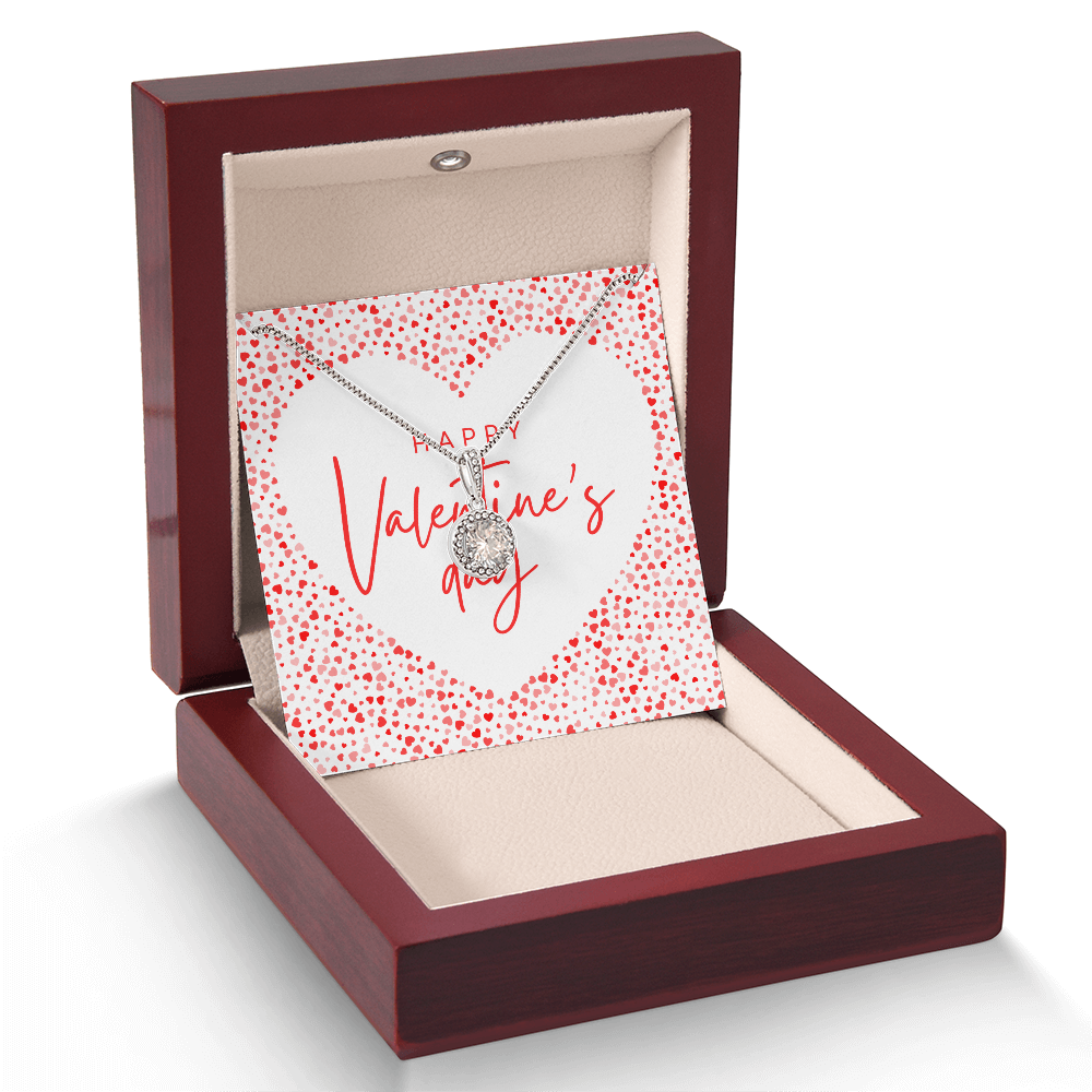 Valentine's Day Message Jewelry Card | Cushion-Cut  Necklace | Gift for Her