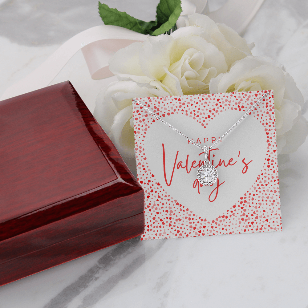 Valentine's Day Message Jewelry Card | Cushion-Cut  Necklace | Gift for Her