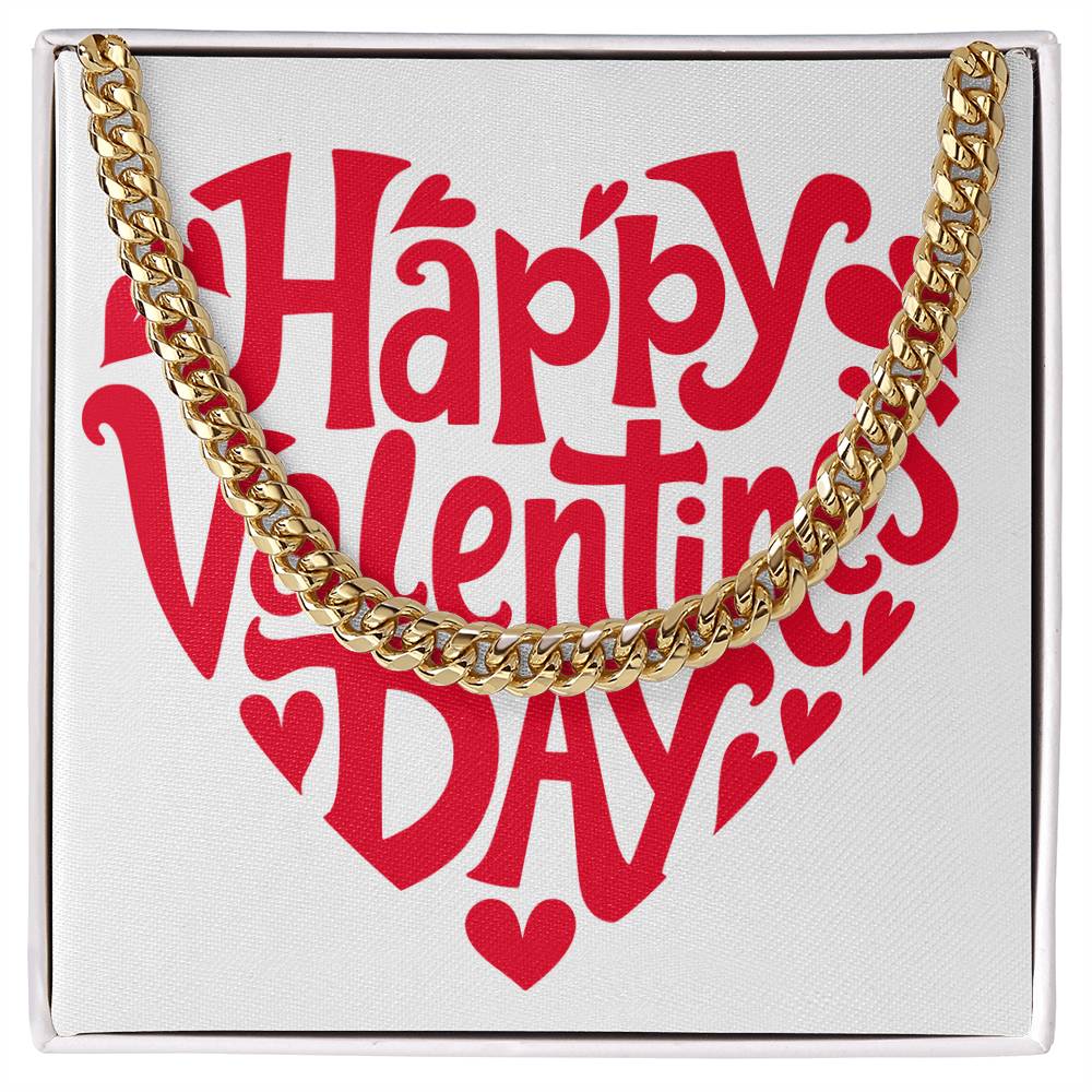 Gift for Him Valentine's Day Necklace | Cuban Link Chain | Stainless Steel or 14K Gold | Message Card for Husband Boyfriend Gift
