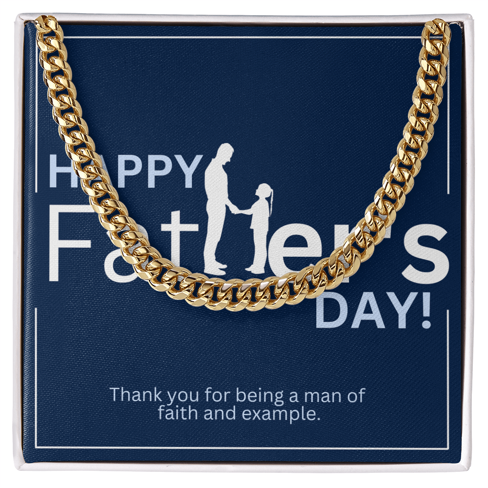 Father's Day Gift Box | Man of Faith | Stainless Steel Cuban Link Necklace
