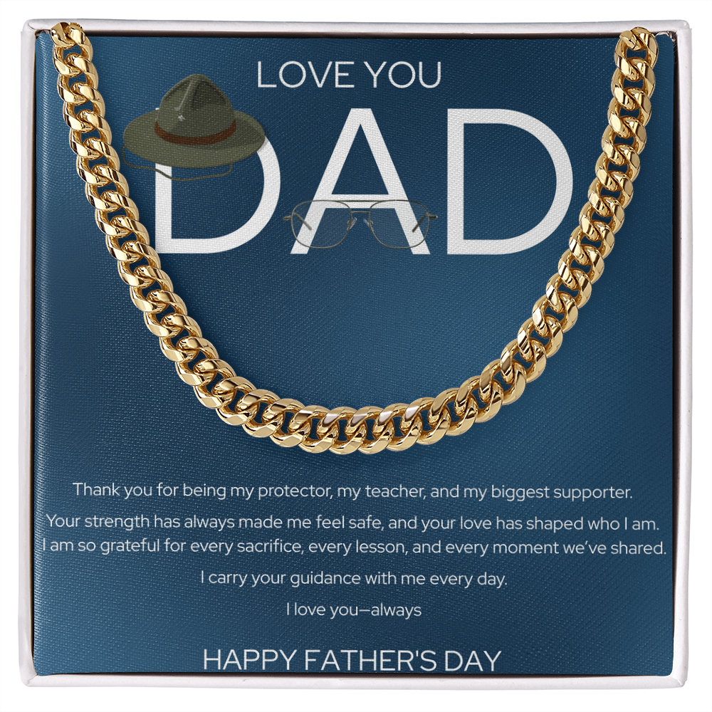 Father's Day Gift Box | Love You Dad | Stainless Steel Cuban Link Necklace