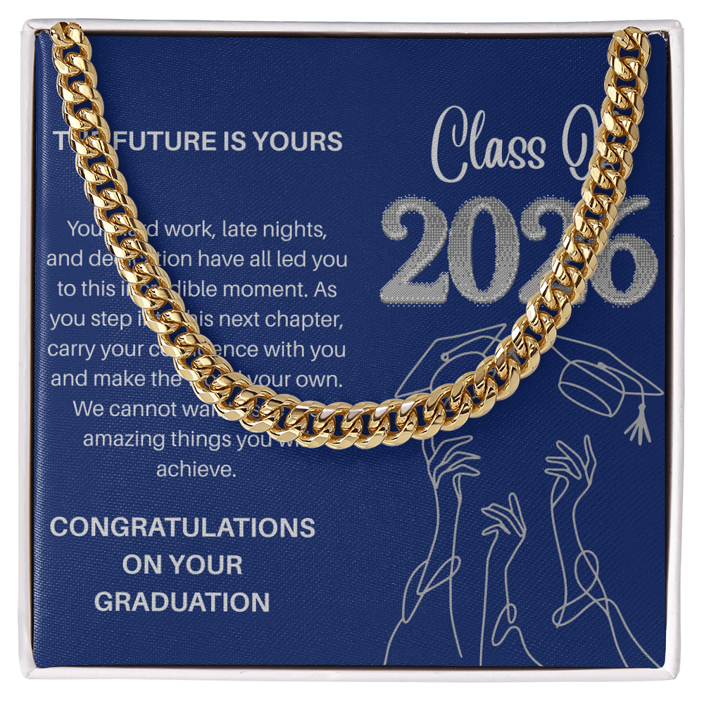 Class of 2026 Graduation Gift for Him | Men's Cuban Link Chain & Inspirational Message Card |Jewelry  Charm & Dazzle