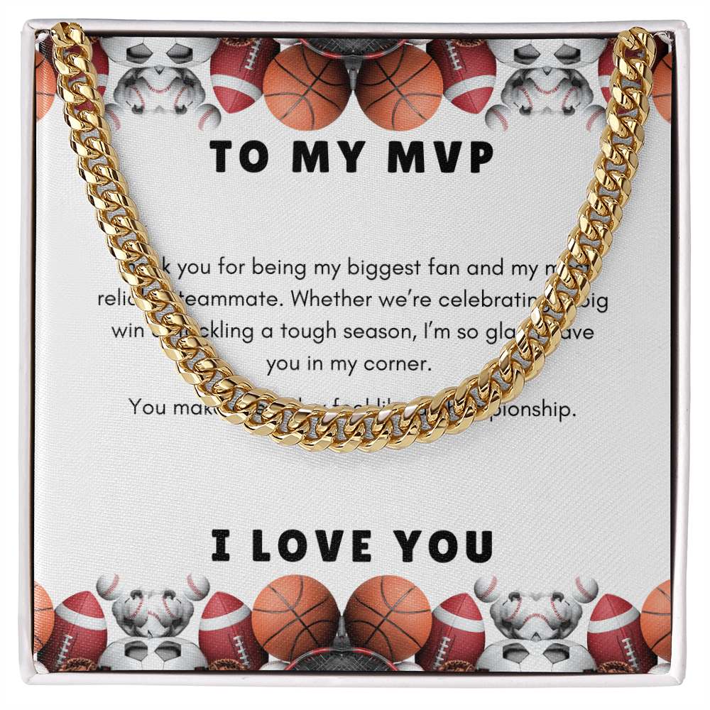 Men's Cuban Link Chain Necklace | Gift for Him To My MVP | Sports Themed  Message Card