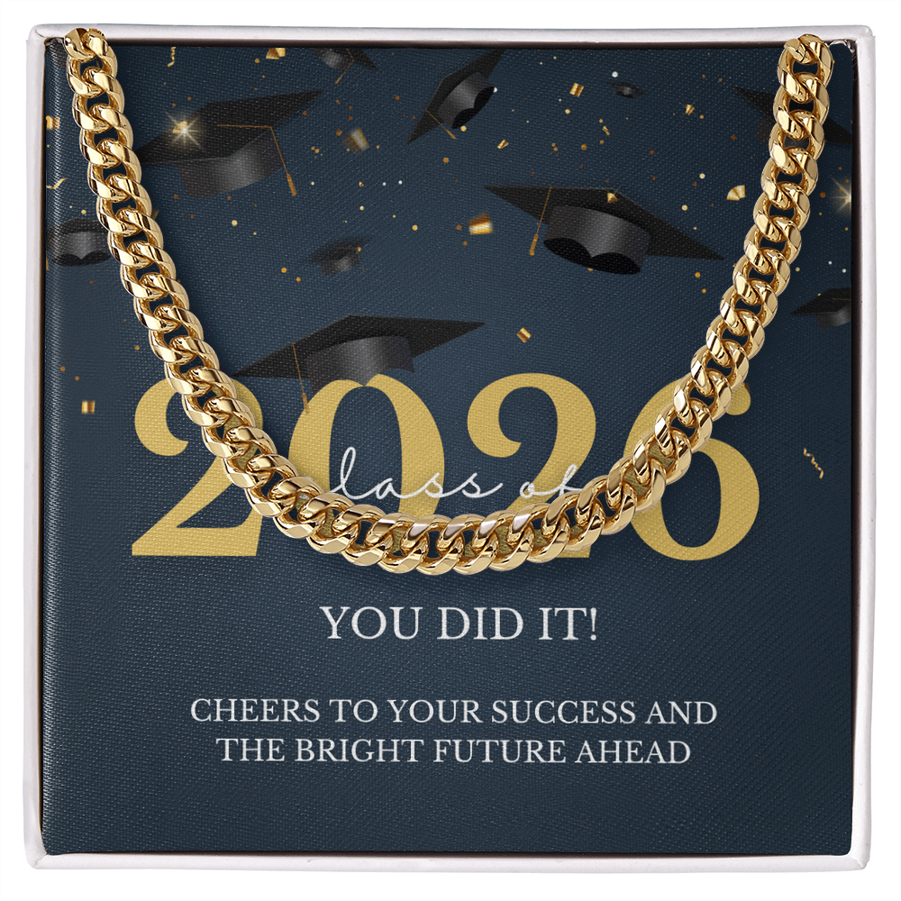 Graduation Gift for Him: Class of 2026 Cuban Link Chain