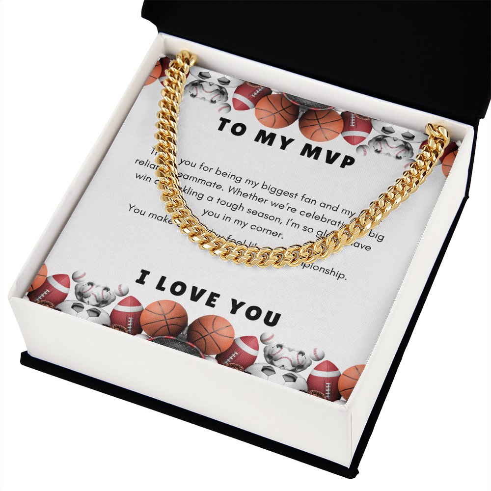 Men's Cuban Link Chain Necklace | Gift for Him To My MVP | Sports Themed  Message Card